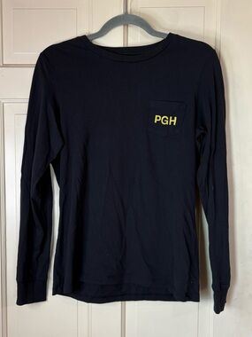 Ivory Ella Pittsburgh Pgh Black Long Sleeve Size S Organic Cotton Pocket Yinz